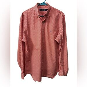 Men’s Ralph Lauren Red & White Striped Shirt long sleeve size Large